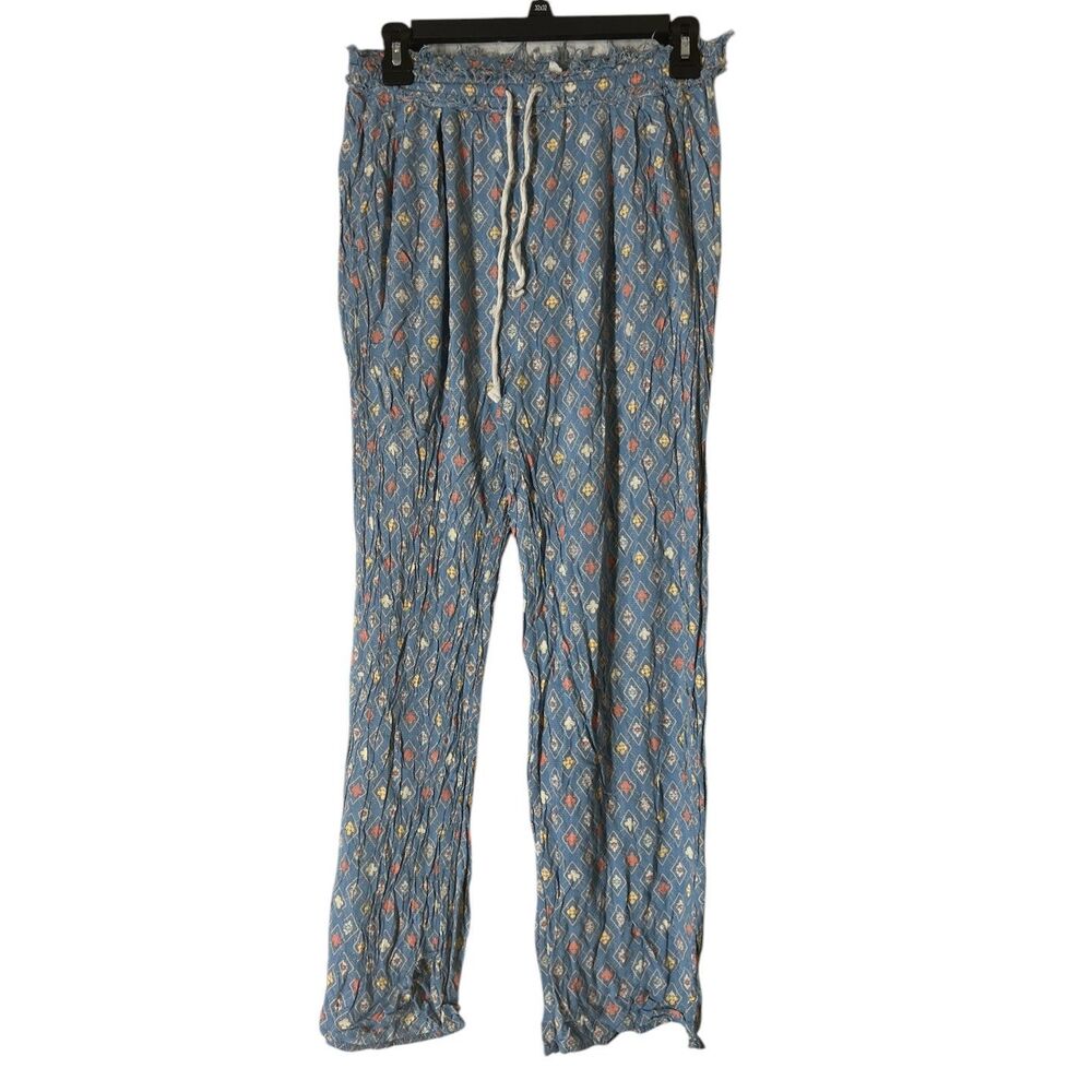 Intimately Free People Lounge Pants Womens Sz S Blue Floral Lightweight Summer